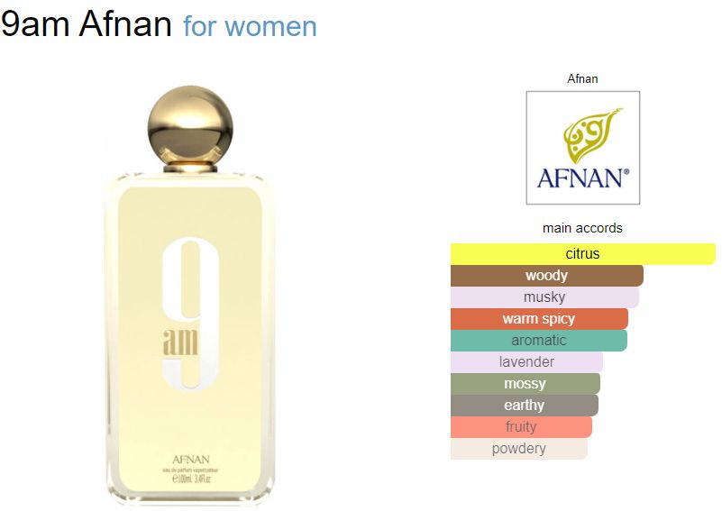 Afnan 9 AM Eau de Parfum Spray for Women 100ml 3.4 oz Fruity Floral Musky Fragrance
