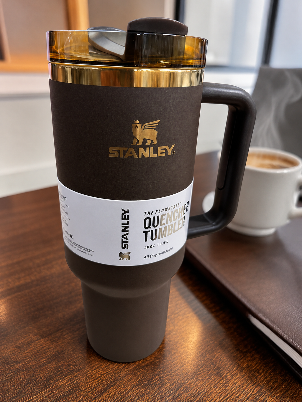 Stanley Quencher H2.0 Chocolate Gold Tumbler 40 oz Insulated Stainless Steel Travel Cup