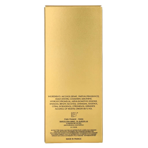 Paco Rabanne 1 Million Eau de Toilette Spray 3.4 oz for Men Spicy Amber Perfume