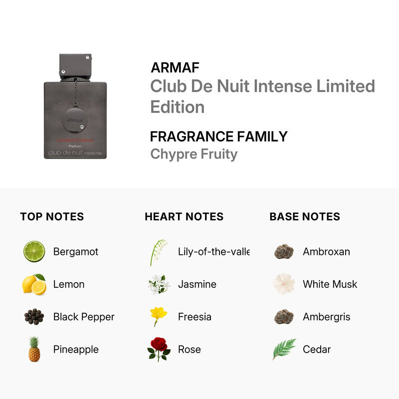 Armaf Club de Nuit Intense Man Limited Edition Parfum Spray 3.6 oz 105ml Fruity Woody