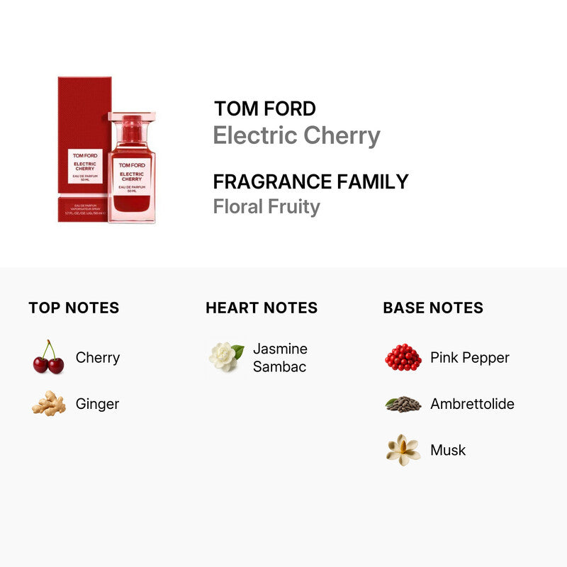 Tom Ford Electric Cherry Eau de Parfum Spray Unisex 1.7 oz 50ml Fruity Floral Fragrance